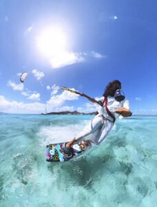 Jeremie in a Jesus-themed viral kitesurfing concept